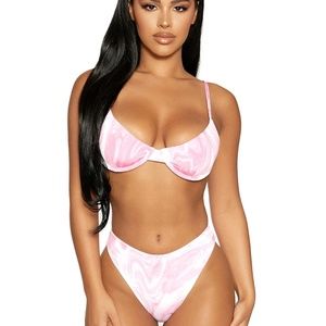 Pink Marble Swirl Bikini Set - M